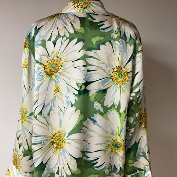 Vintage 90’s Caroline Rose 100% silk flower print jacket size L - Picture 2 of 8